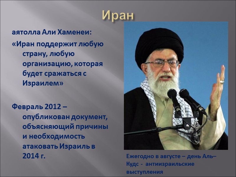 Иран аятолла Али Хаменеи: «Иран поддержит любую страну, любую организацию, которая будет сражаться с